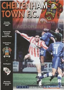 1999/00 Cheltenham Town v Darlington Division 3 Programme - First League Season - Picture 1 of 1