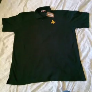 Nwt Harriton Black Golf Polo Freemason Short Sleeve New Mens 2XL - Picture 1 of 4