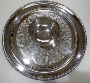 Versilbertes 15" rundes Tablett mit mittlerer Schale von Wm Rogers 866A - Bild 1 von 9
