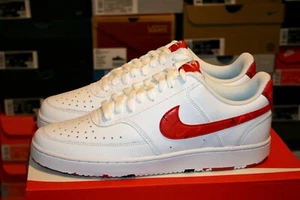 AUTHENTIC NIKE COURT VISION LOW White Red Comfortable Athletic Shoes men size - Picture 1 of 9