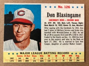 1963 Post Baseball #126 Don Blasingame, Cincinnati Reds - Picture 1 of 2