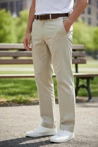 100% Cotton VINTAGE RARE Clubroom 38 Mens Khaki Chinos Clover Green Flat Front - Picture 1 of 24