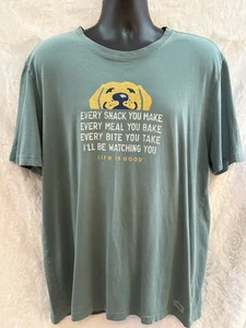 LIFE IS GOOD Herren Crusher T-Shirt~Gr. XL~S/S GRÜN Baumwolle-Poly HUND Snacks - Bild 1 von 6