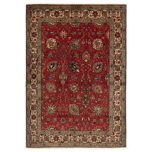 Tabriz 208x144 cm Handgeknüpfter Perserteppich Orient Wolle Carpet Rug Rot - Picture 1 of 10