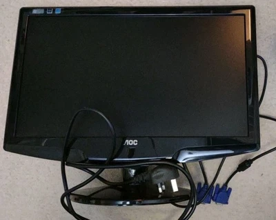 AOC LCD Monitor 18.5" TFT185W80PS. With Base, VGA & UK Power Cable - Image 1 of 4