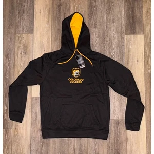 Felpa con cappuccio uomo L Colorado College Tigers Colosseum nuova con etichetta - Nero/Oro - Foto 1 di 2