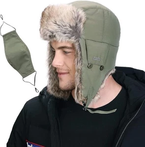 Jeff & Aimy Trappermütze Fliegermütze Ohrenklappenmütze Kunstfell warm russische Wintermütze - Bild 1 von 7