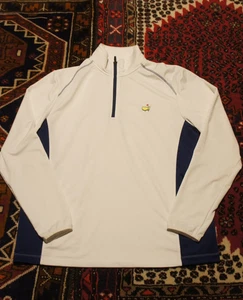 Masters Tech Golf Pullover Herren Gr. L Weiß Marineblau Quarter Zip Langarm-Logo - Bild 1 von 10