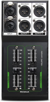 Passive Monitor Volume Controller, XLR 2 Input 2 Output Stereo Studio Controller - Image 1 of 4