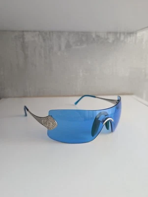 Christian Dior Alek R8Y by Galliano White Gold Swarovski Crystal Blue Sunglasses - Image 1 of 4