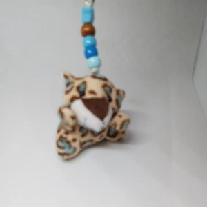 Plush Blue Spotted Leopard Key Chain with Beads - Picture 1 of 7