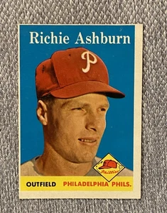 1958 TOPPS RICHIESTE ASHBURN CARTA DA BASEBALL #230 NRMT!! O/C RANGE BV $80 - Foto 1 di 2