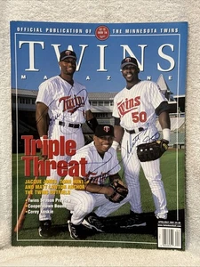 SWEET Torii Hunter, Jacque Jones, Matt Lawton AUTOD 2001 Program Minnesota Twins - Picture 1 of 5