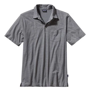 Patagonia Polo Shirt Mens X Large Grey Striped Short Sleeve Cotton Front Pocket - Picture 1 of 11