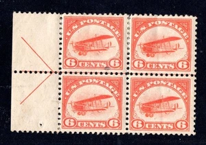 US 1918 FIRST AIRMAIL SCOTT #C1 BLOCK OF 4 MARGIN WITH ARROW CENTER LINE - Picture 1 of 2