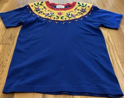 Marisa Christina Classics Vintage Red Blue Yellow Floral  T Shirt Medium M Women - Image 1 of 4