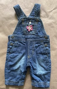 Baby Oshkosh blue denim overalls Newborn Butterfly Crochet CottageCore - Picture 1 of 11