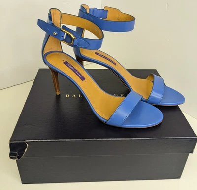 Sandalias Ralph Lauren Etiqueta Púrpura Channing Azul 3.25" Tacones 39B Foto 1 de 4