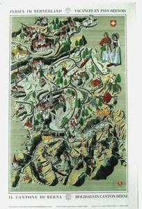 Original vintage poster BERN CITY & OBERLAND AIR VIEW c.1939 - Picture 1 of 1