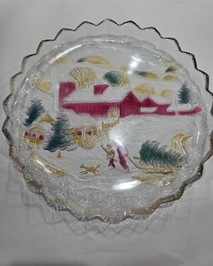 Vintage 1992 Winter Estates Clear Glass 14" Round Sculpted Serving Tray - Picture 1 of 5