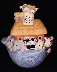 Noahs Ark Cookie Jar Jay Import China Children Story Cute Animals Pair - Picture 1 of 11