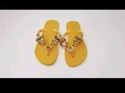 Women's Havaianas Yellow colour customized hand made UK size 4 - Image 1 of 4