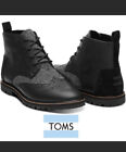 TOM'S Black Leather Charcoal Fleck Men's Brogue Leather Boot Size 8.5  10009177 