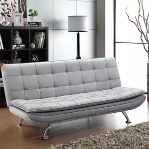 3 Seater Sofa Bed Convertible Futon Bed Settee with Metal Legs Recliner Couch - Picture 1 of 27
