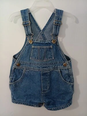 Vintage LL Bean Unisex Boys Girls Size 12-18 Months Summer Denim Shortalls - Изображение 1 из 4