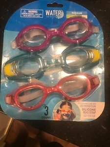 Water Sun & Fun Swim Goggles Polycarbonate lens w/UV Protection 3 pack Youth 8+ - Picture 1 of 4