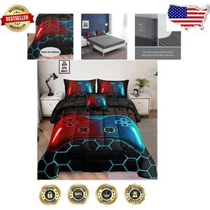 Vibrant Gaming Comforter Set for Boys - Full Size 6-Piece Bedding Ensemble - Picture 1 of 8