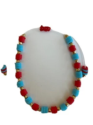 Turquoise and Orange Anklet for Women Girls Beads Beach Ankle Bracelet Boho - Image 1 of 4