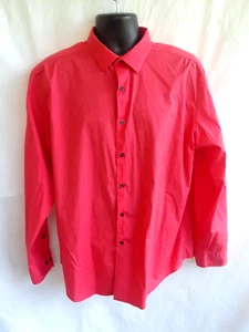 Alfani Mens Shirt Slim Fit Stretch XL 17-17.5 Orange/Red L-Sleeve Dress Casual - Picture 1 of 6