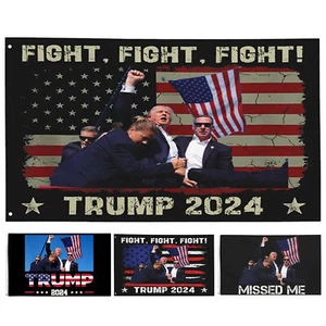 Trump Shooting Fight Flag President Trump 2024 Garden Outdoor Yard Banner 3x5 Ft - Picture 1 of 13