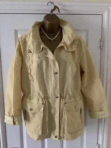 PER UNA STORMWEAR COAT PARKA JACKET PALE YELLOW WAX EFFECT QUALITY DETAIL SZ 16 - Picture 1 of 9