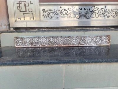 Ancient Wooden Hand Carved Silver Color Rare Fine Floral Door Front Wall Panel  - Image 1 of 4