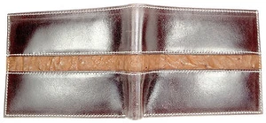 CARTERA DE CUERO DE BECERRO T. MARCUS DOBLE PLIEGUE RFID Bloqueo Vegetal Bronceado Avestruz  - Imagen 1 de 8