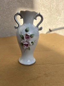 Vintage Dresden Pottery Vase 1217 Porcelain 3D Rose 6" MINT - Picture 1 of 9