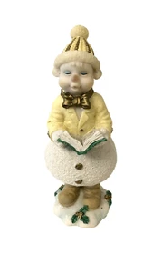 Caroler Figur hält Buch Stechpalme Weihnachten Strumpf Mütze Fliege Schneemann - Bild 1 von 7