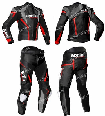 APRILIA Courses Combinaison de Moto en Cuir Hommes Moto en Cuir Veste Pantalon - Photo 1/2