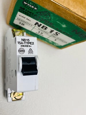 Wylex 15A Type 2 Circuit Breaker 15 Amp MCB ~Crabtree 610/16~PROTEUS 616/2~ NB15