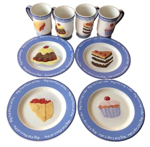 SWEET TREATS STUDIO NOVA DESSERT SET: 4 PLATES 8.5” & 4 FOOTED MUGS EUC-GUC - Picture 1 of 13