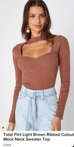 Neu mit Etikett Lulu's Total Flirt braun gerippter Pullover mit Cutouts Damengröße Medium - Bild 1 von 6