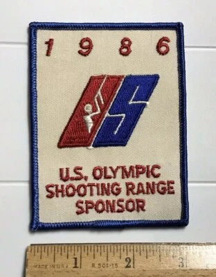 Parche bordado recuerdo patrocinador equipo de tiro olímpico de Estados Unidos 1986 vintage Foto 1 de 3