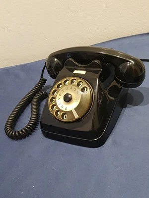 Telefono Auso Siemens Disco Rotante Colore Originale Nero Vintage Anni 70 - Immagine 1 di 4