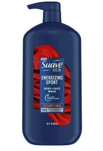 Suave Men Energizing Sport Body + Face Wash - Bergamotte & Holz - 30 fl oz Pump - Bild 1 von 2