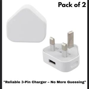 Mains USB Plug 1 Amp Charger – UK 3 Pin, 5V 1A, Compact & Travel Ready - Picture 1 of 9