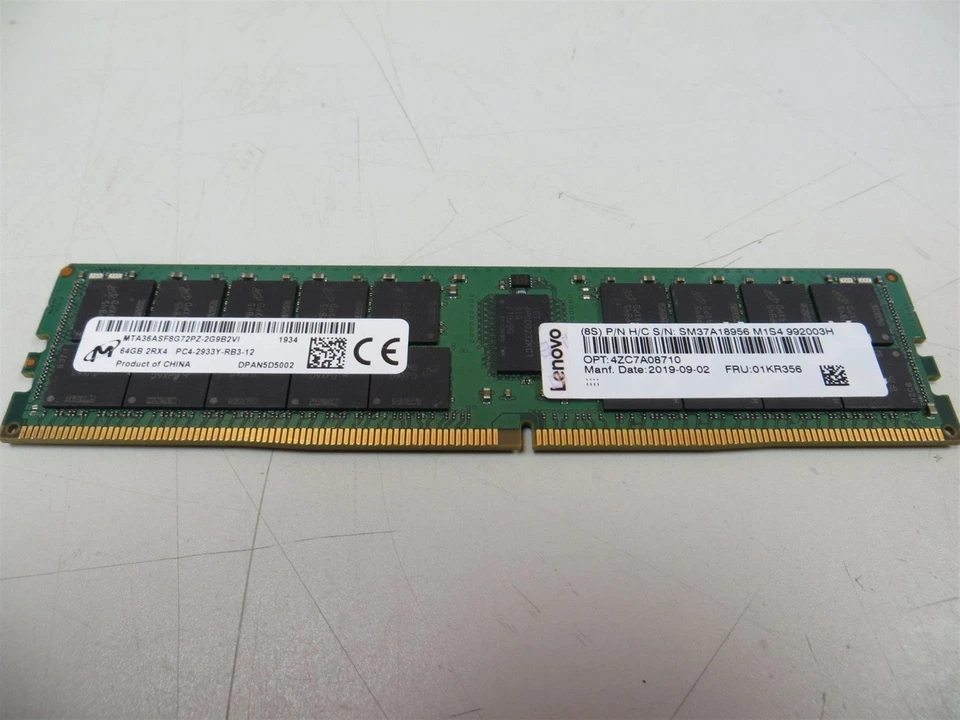 Micron MTA36ASF8G72PZ-2G9B2 64GB DDR4 PC4-2933Y ECC Server RAM AS-IS - Image 1 of 4