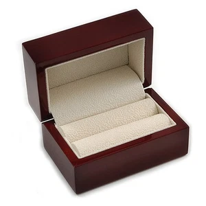 Luxury Wooden Mahogany Gloss Wedding Double Ring/ Stud Earrings Box (Rings are - Picture 1 of 6