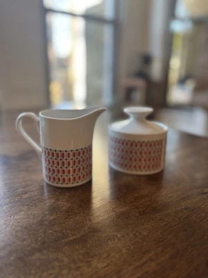 Juego de crema y azucarero vintage MCM Bristol patrón geométrico difícil de encontrar Foto 1 de 4